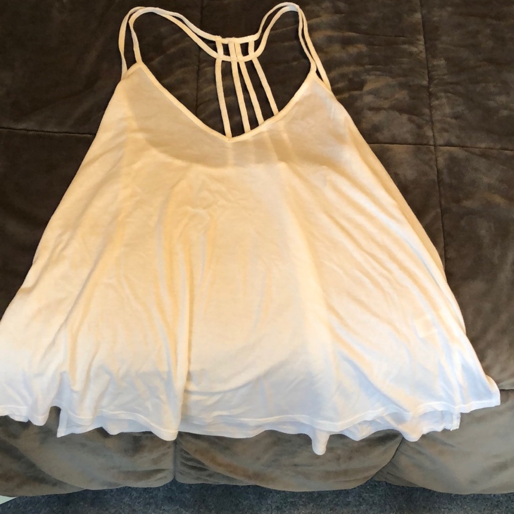 Flowy skinny strap white tank top
